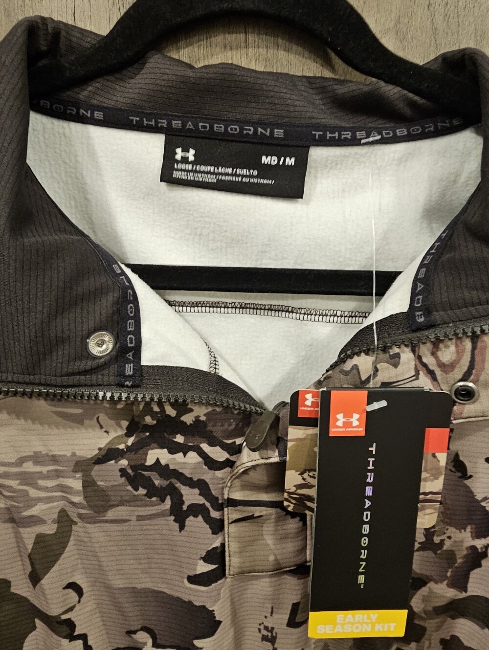 Under Armour Womens Camo Pullover Jacket - Tan/Green Medium - Picture 3 of 5